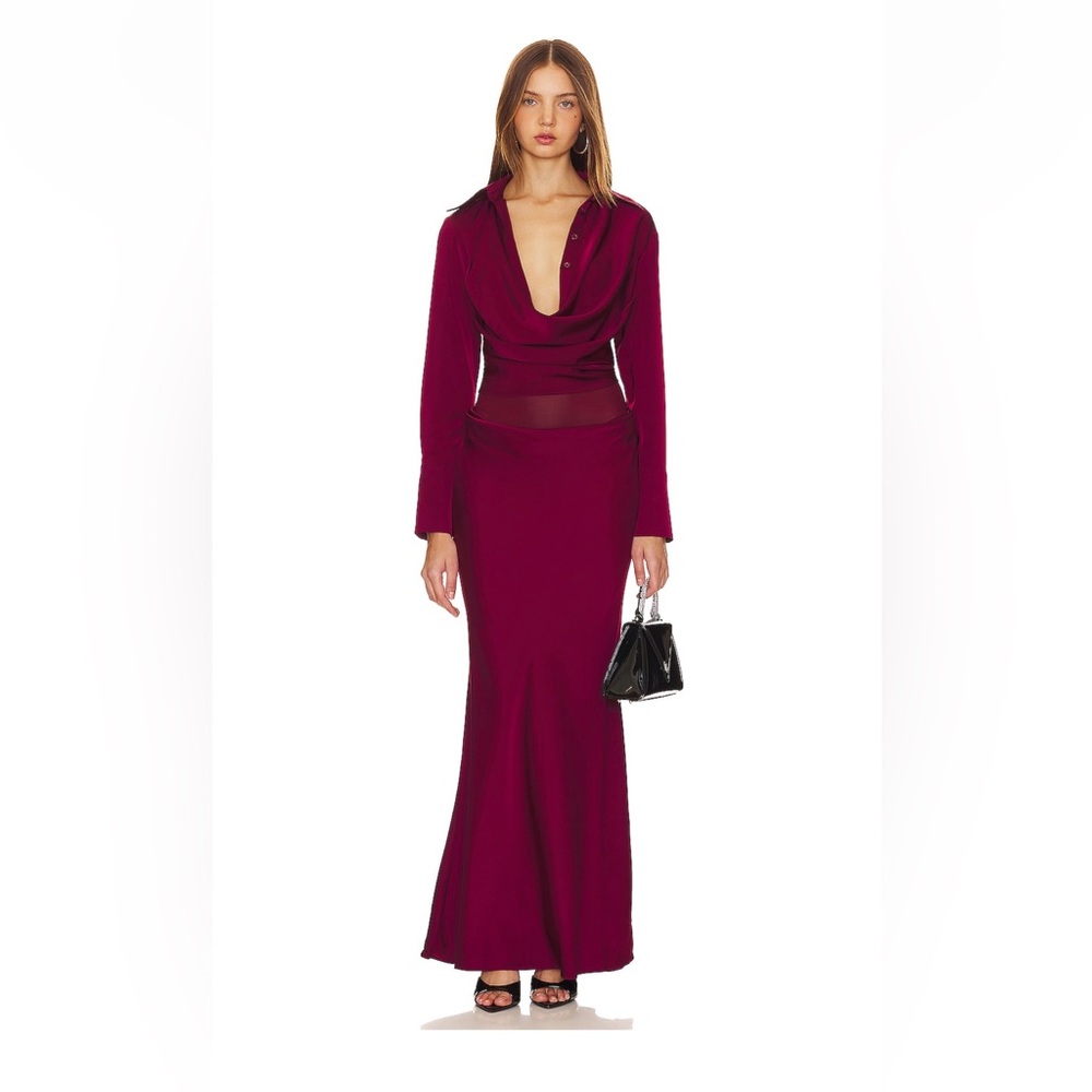 NBD satin maxi skirt and blouse